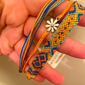 Puravida bracelet set. Orange, blue, & teal.